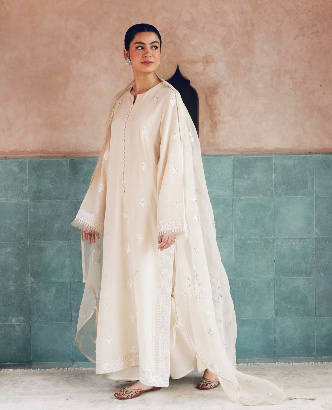 Noor-e-Eid / Ivory | Stitched- 3 Piece