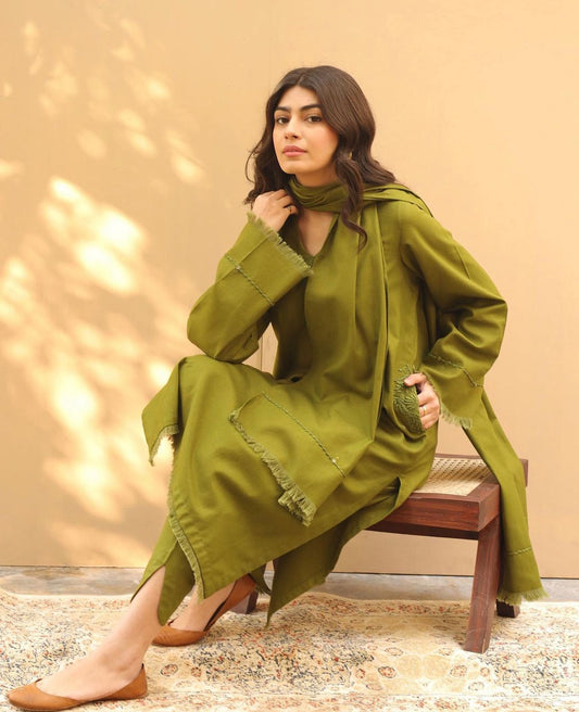 Green Elegance | 3-Piece Stitched Suit